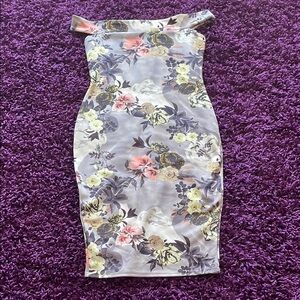 Boohoo Gray Off Shoulder Sleeveless Midi Dress